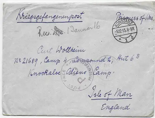 Kgf, PoW: Konstanz 1915 an Alien Detentions Camp Knockaloe, Isle of Man