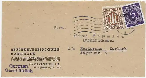 Ortsbrief Karlsruhe, Buchdruckerei