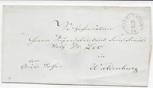 Brief aus Hartenstein nach Waldenburg, 1859