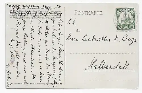 Künstlerpostkarte Kamerun nach Halberstadt