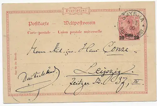Ganzsache Smyrna 1900 nach Leipzig