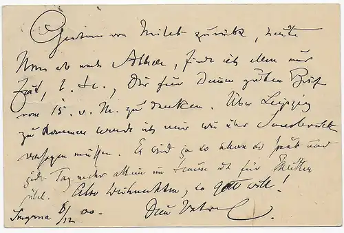 Ganzsache Smyrna 1900 nach Leipzig