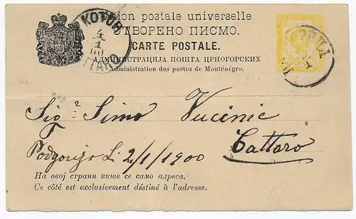 Post card 1900 to Cattaro/Kutor