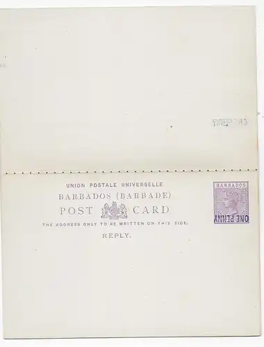 post card with reply card, Barbados