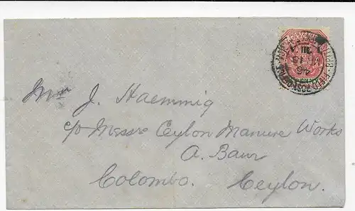 British Field post to Ceylon, 1901