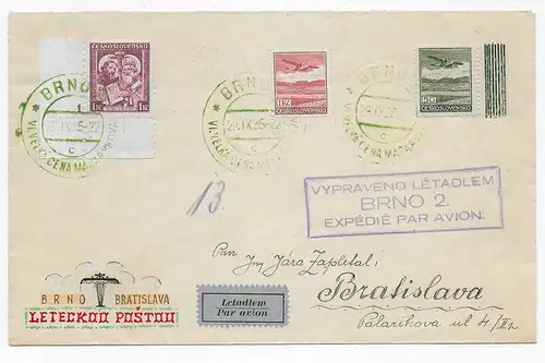 Brünn, 1935, Luftpost nach Bratislava