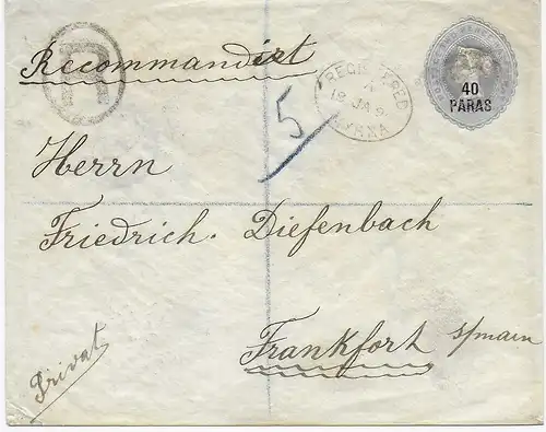 Einschreiben Smyrna 1896 nach Frankfurt
