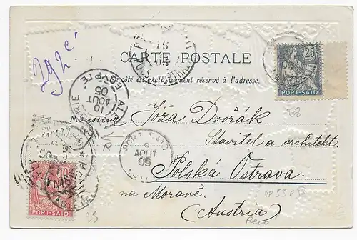 Stamps - Post card 1905 Port Said to Austria