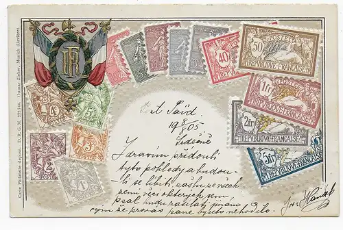 Stamps - Post card 1905 Port Said to Austria