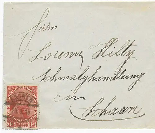 Brief aus Liechtenstein, Eschen 1918 nach Schaan