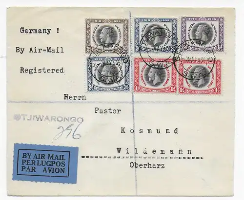 Poste aérien Sud-Ouest Afrique, Otjiwarongo 1935 à Wildemann, à Pastor