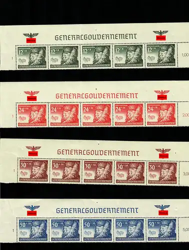Generalgouvernement GG: MiNr. 59-62, postfrisch, ** Oberrandstreifen, Sektor 1