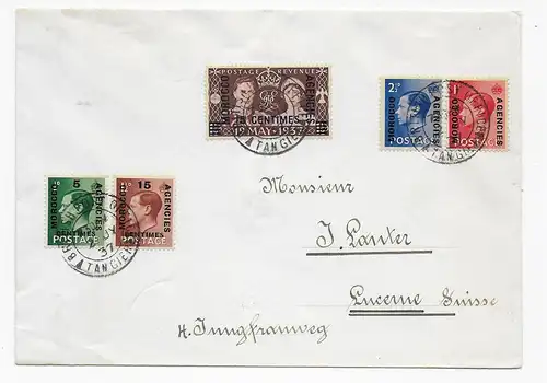 Englische Post in Marocco, 1937 nach Luzern