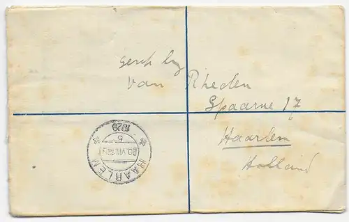 Inscription Pretoria 1912 vers Haarlem/NL