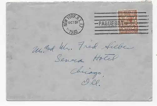 New York Paquebot pour Chicago, 1930, courrier maritime