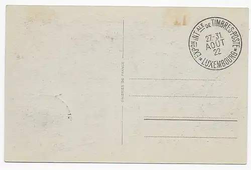 Carte d'affichage Expo International de Timbre, 1922, Marques avec bord