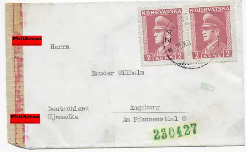 Zagreb à Augsbourg vers 1940 avec la censure OKW