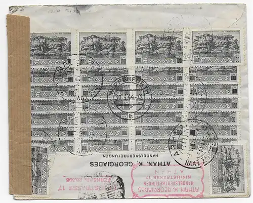 Lettre d'exil avec censure Athènes à Wipperfurth, 1944