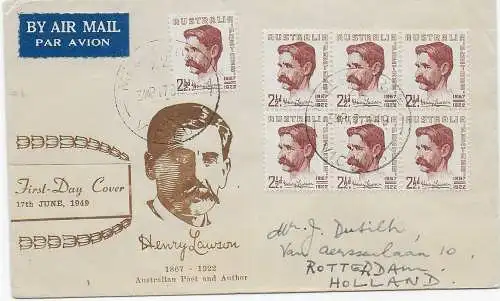 FDC - air Mail Victoria nach Rotterdam, 1949, rückseitig Känguru