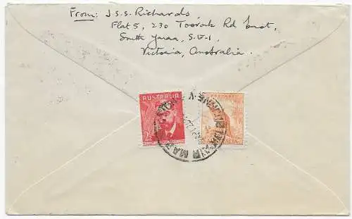 FDC - air Mail Victoria à Rotterdam, arrière Kangourou