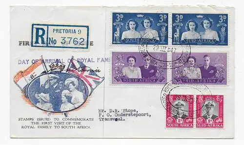 Einschreiben Pretoria, Day of Arrival of Royal Family: 1947