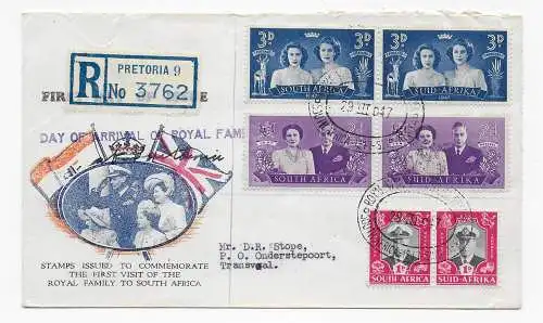 Einschreiben Pretoria, Day of Arrival of Royal Family: 1947