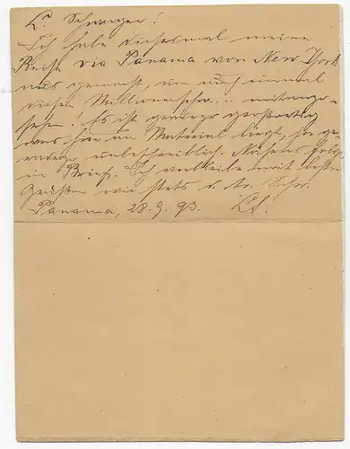 Columbia: Postcard with reply Panama to Magdeburg: 1893