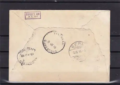 Kamerun: Briefe MiNr. 1-9 und 3b auf 4 Einschreiben Briefen