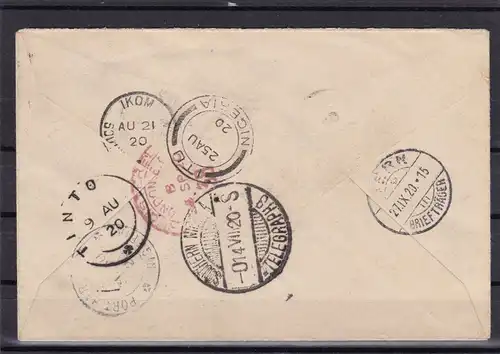 Kamerun: Briefe MiNr. 1-9 und 3b auf 4 Einschreiben Briefen