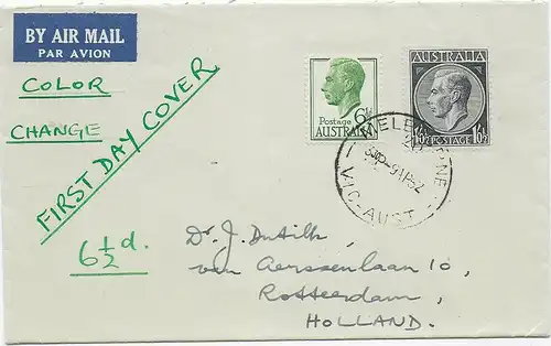 FDC Melbourne/Vic 1952 to Rotterdam/NL