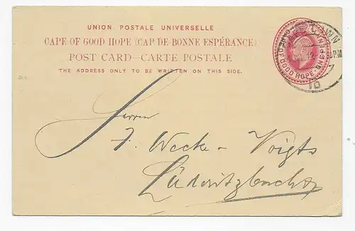 post card mit Werbung, Cape Town, 1912 nach Lüderitzland