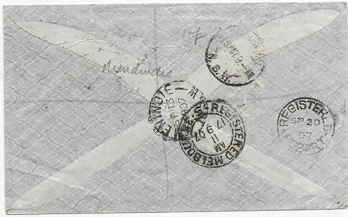 Nr. Stempel 330, Registered Melbourne to Hobart, 1907