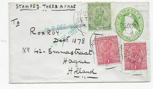 Cover 1922 to Den Haag, Netherlands