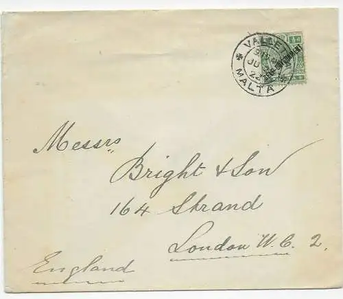 Cover Valetta 1922 to London