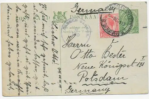 post card 1919, Zesnur nach Potsdam