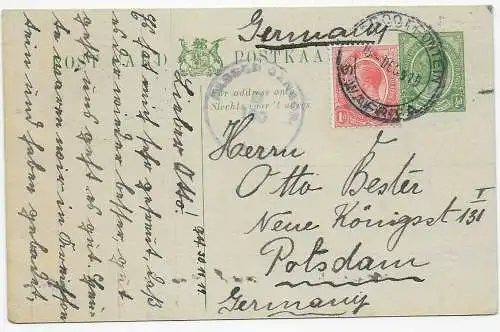 post card 1919, Zesnur nach Potsdam