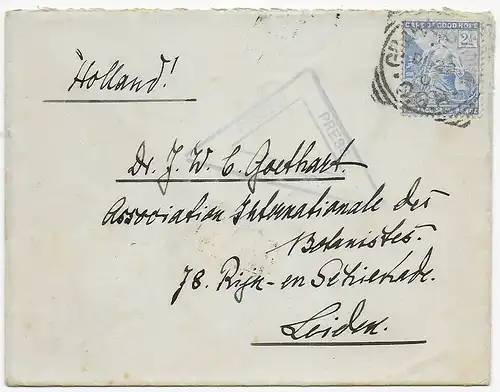 cover to NL, Leiden, 1902, Burenkrieg - Zensur