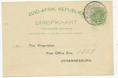 post card Johannesburg, Publicity card, 1898