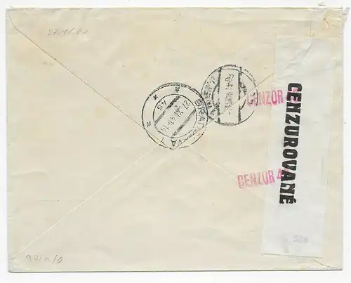 Air Mail Bratislava to Solothurn, 1941, censorship
