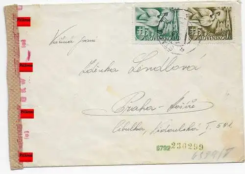 Brief Stara Tura nach Prag, 1942, Zensur