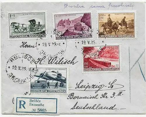 Einschreiben Belisce nach Leipzig, 1939