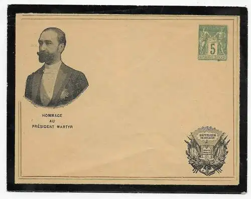 Frankreich: Blanko Ganszachen Umschlag ca. 1900, Präsident Martyr