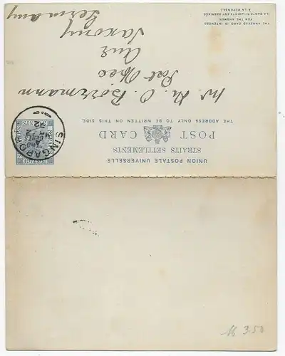 Post card with reply card: Singapore to Germany, 1892