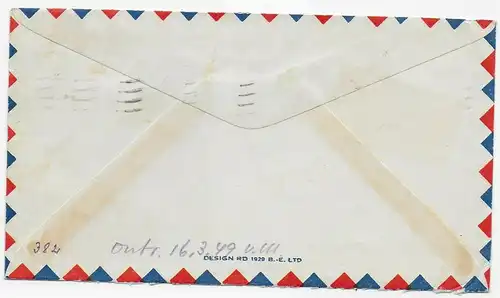 St. John's via air mail to The Hague, NL, 1949