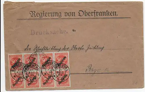 Bayreuth: Regierung von Oberfranken, Drucksache August 1923