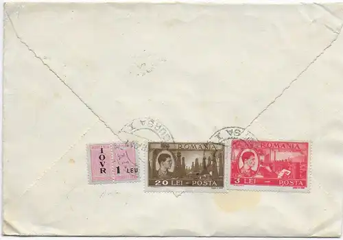 Brief Bucaresti nach Nürnberg, 1947