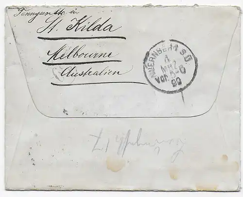 Melbourne 1899, Brief nach Nürnberg