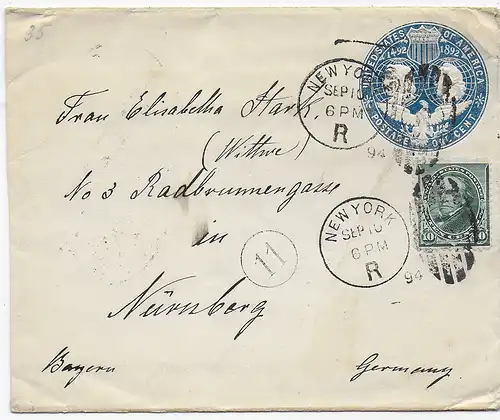New York to Nürnberg/Germany 1894