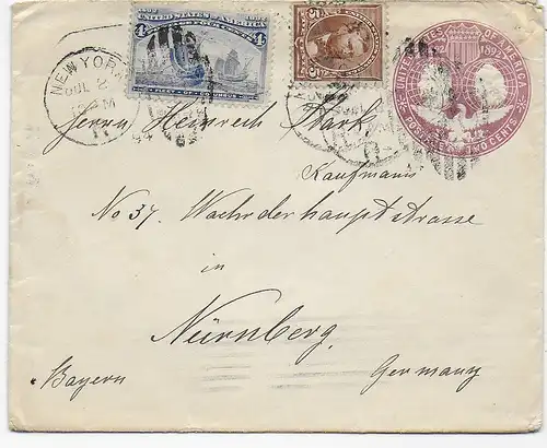 cover New York to Nürnberg/Germany 1894