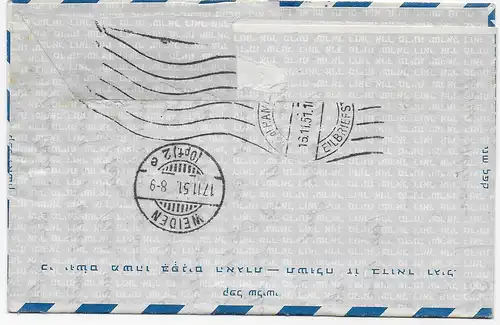 Express aerogramme, air mail, Lilienglum nach Weiden, 1951, Hirsch/Deere